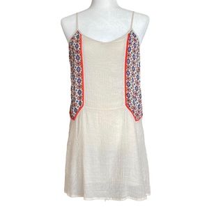 THML Anthropologie Women’s cream spaghetti strap mini dress with side design M